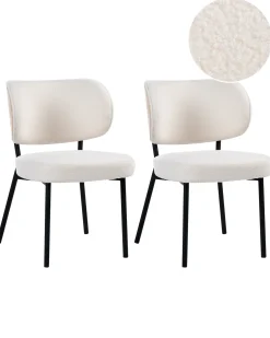 Set di 2 sedie da pranzo WONDER Bouclé Bianco sporco