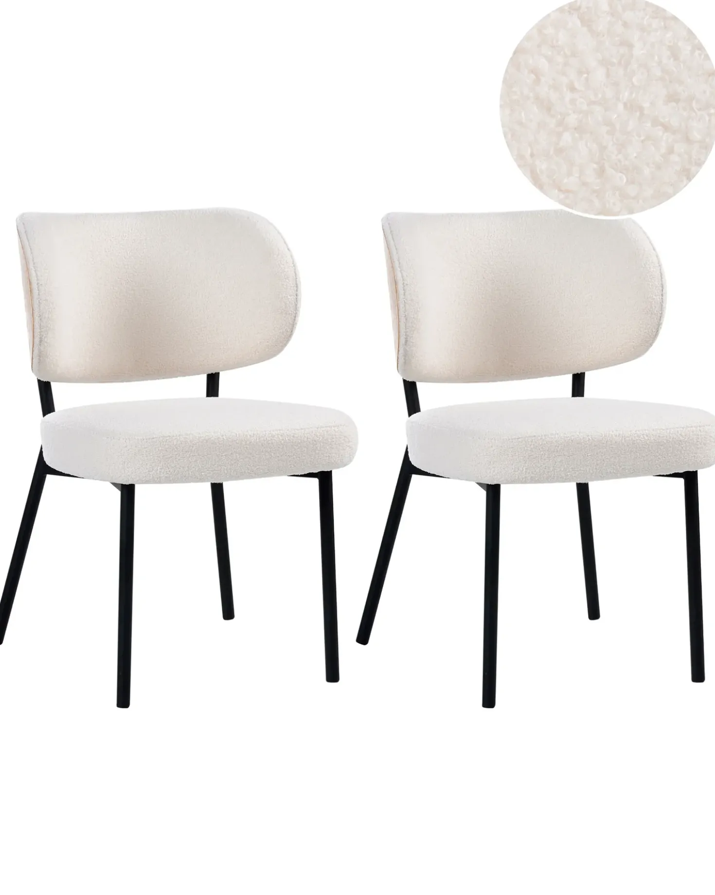 Set di 2 sedie da pranzo WONDER Bouclé Bianco sporco