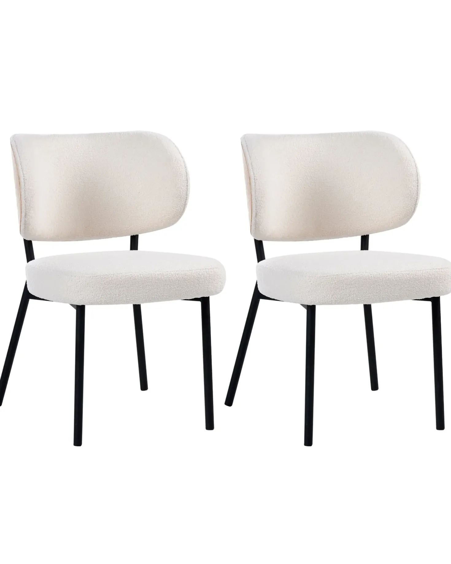 Set di 2 sedie da pranzo WONDER Bouclé Bianco sporco
