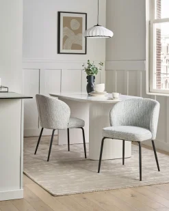 Set di 2 sedie da pranzo ZANA Tessuto Bianco/Blu