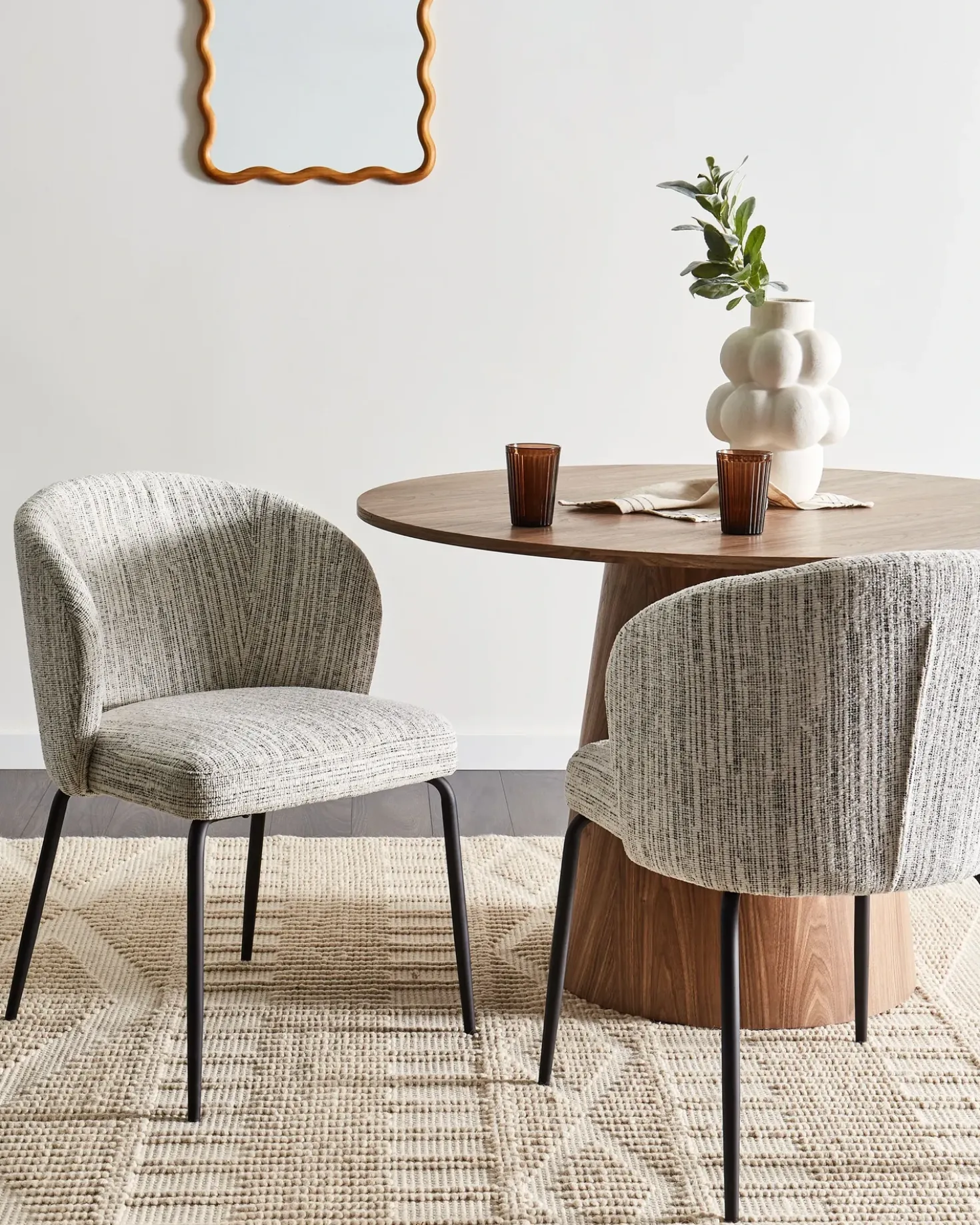 Set di 2 sedie da pranzo ZANA Tessuto Bianco