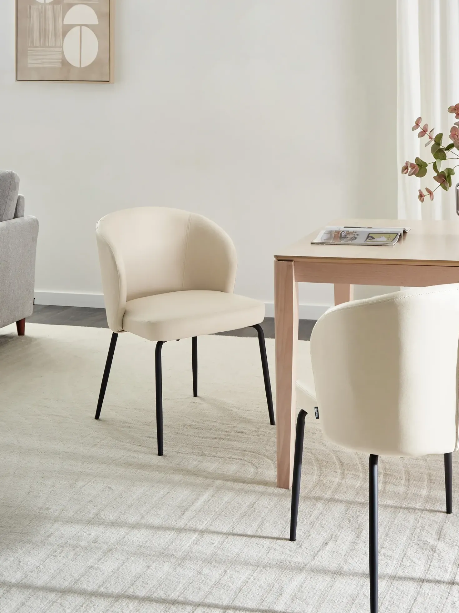 Set di 2 sedie da pranzo ZANA Pelle sintetica Beige chiaro