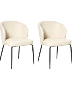 Set di 2 sedie da pranzo ZANA Pelle sintetica Beige chiaro