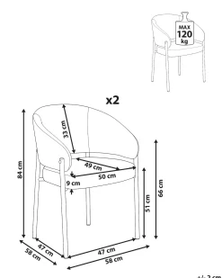 Set di 2 sedie da pranzo ZANE Tessuto Verde
