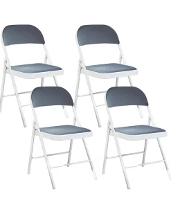 Set di 4 sedie pieghevoli SPARKS Metallo Grigio scuro/Bianco