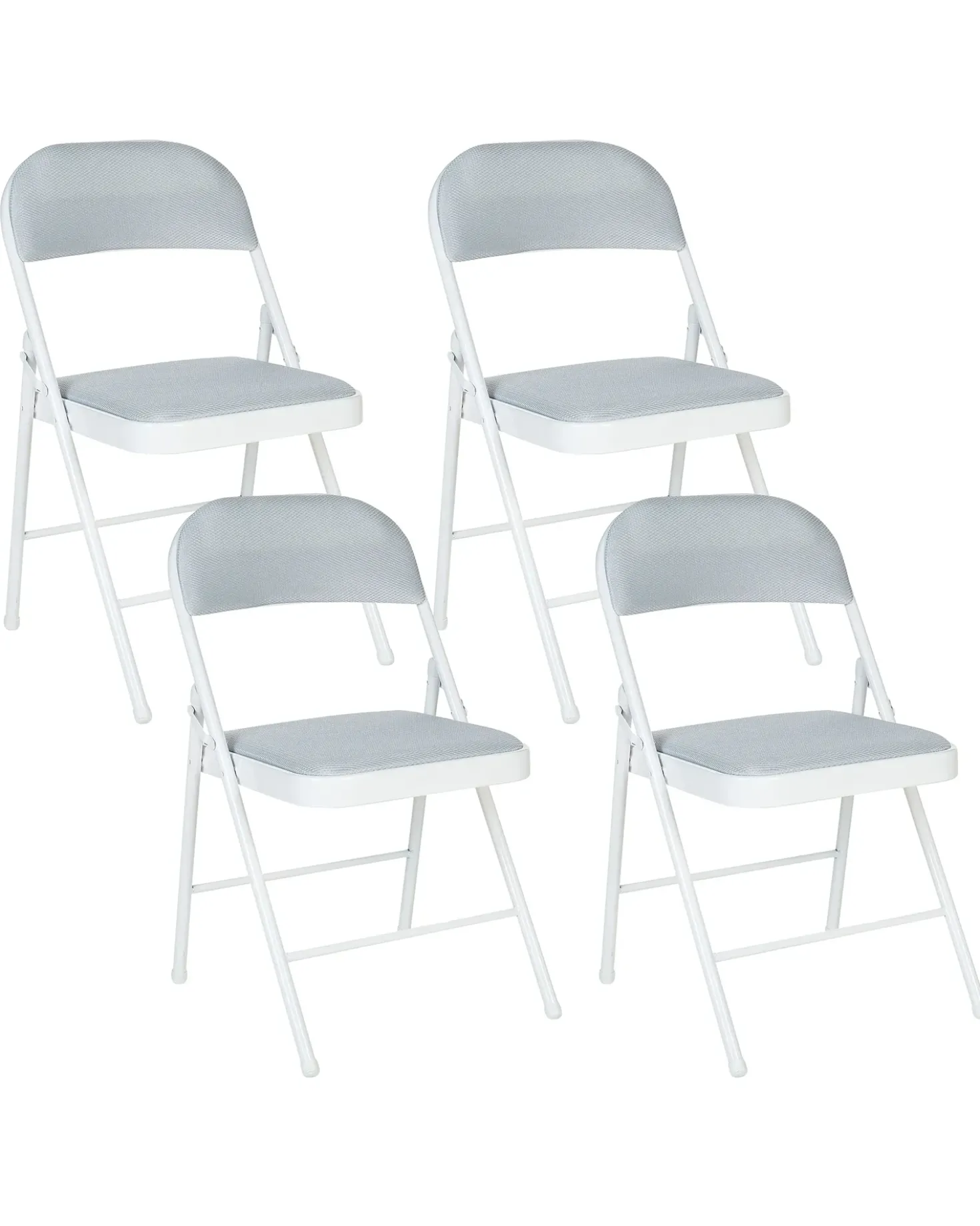 Set di 4 sedie pieghevoli SPARKS Metallo Grigio chiaro/Bianco