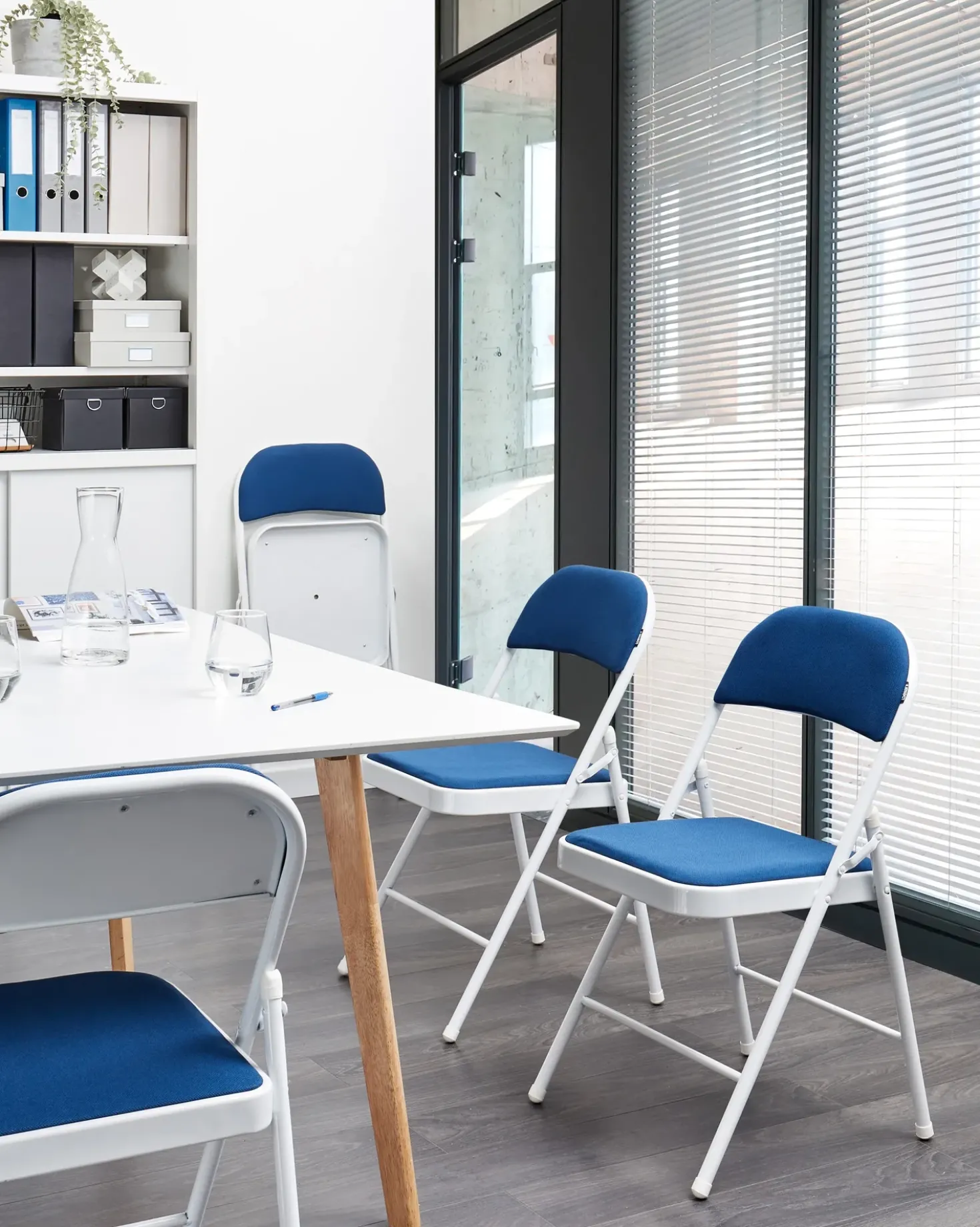 Set di 4 sedie pieghevoli SPARKS Metallo Blu/Bianco