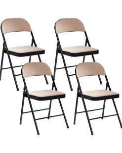 Set di 4 sedie pieghevoli SPARKS Metallo Beige/Nero