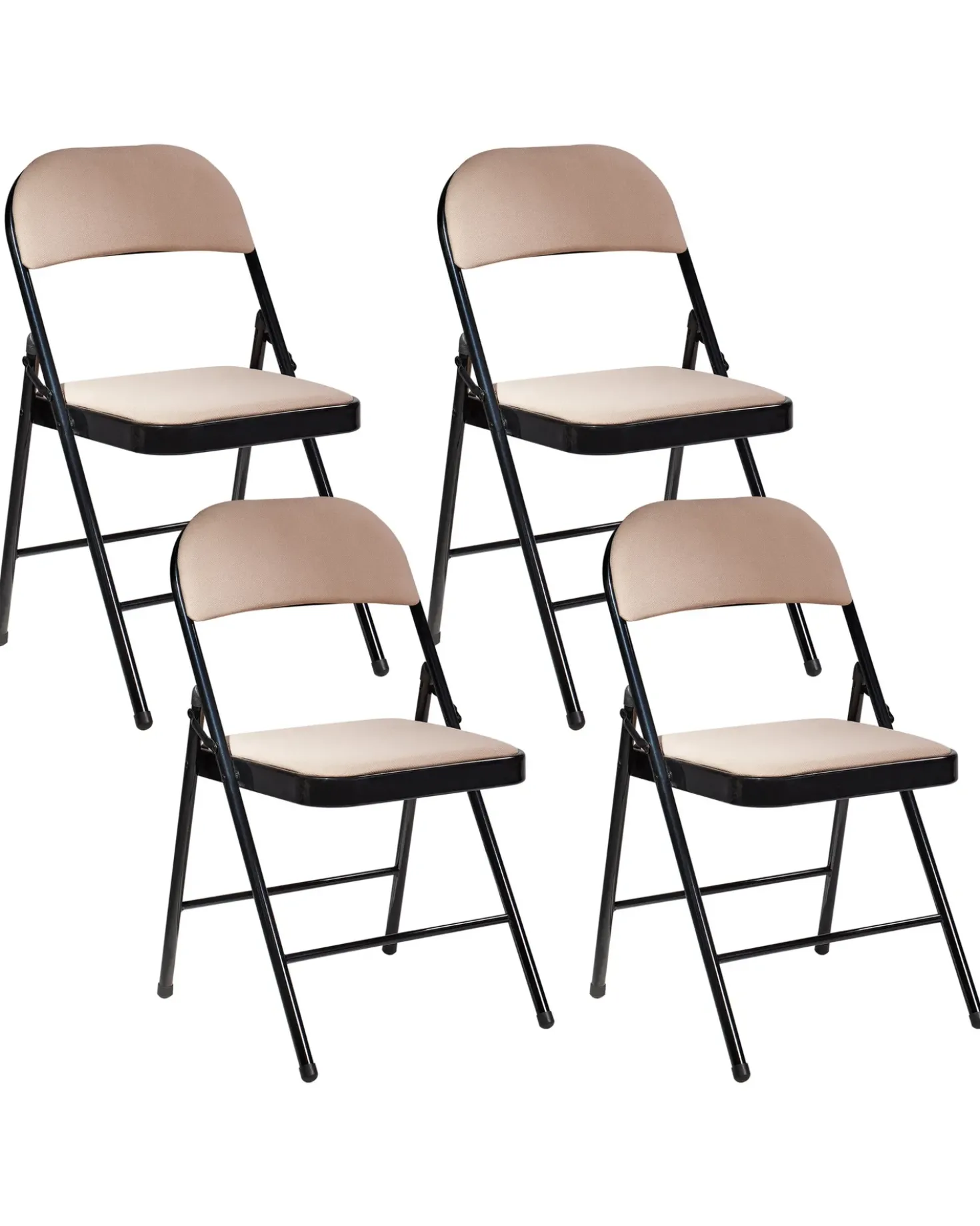 Set di 4 sedie pieghevoli SPARKS Metallo Beige/Nero
