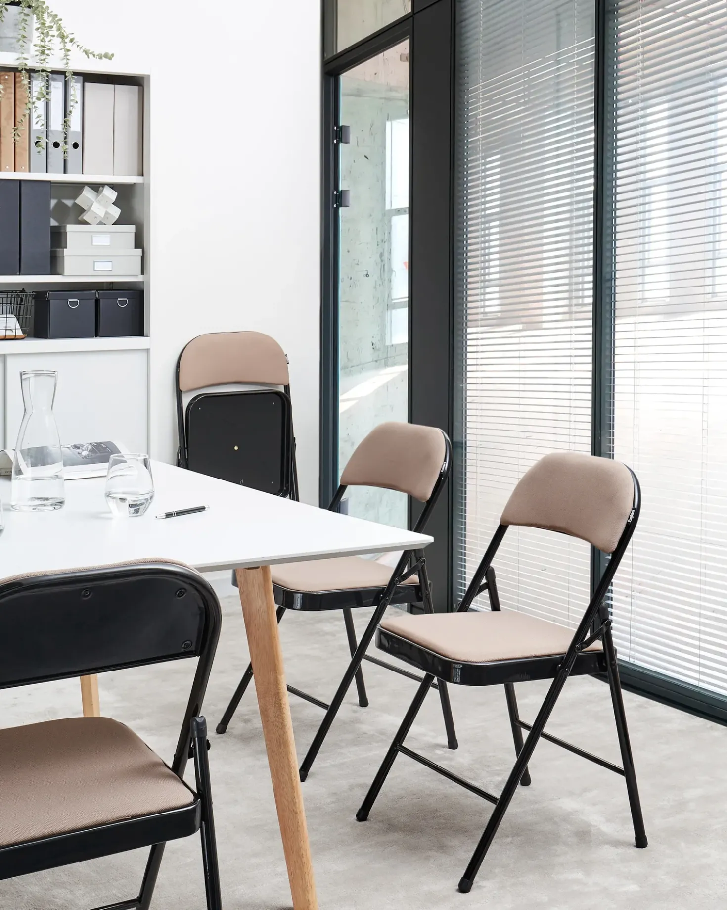 Set di 4 sedie pieghevoli SPARKS Metallo Beige/Nero