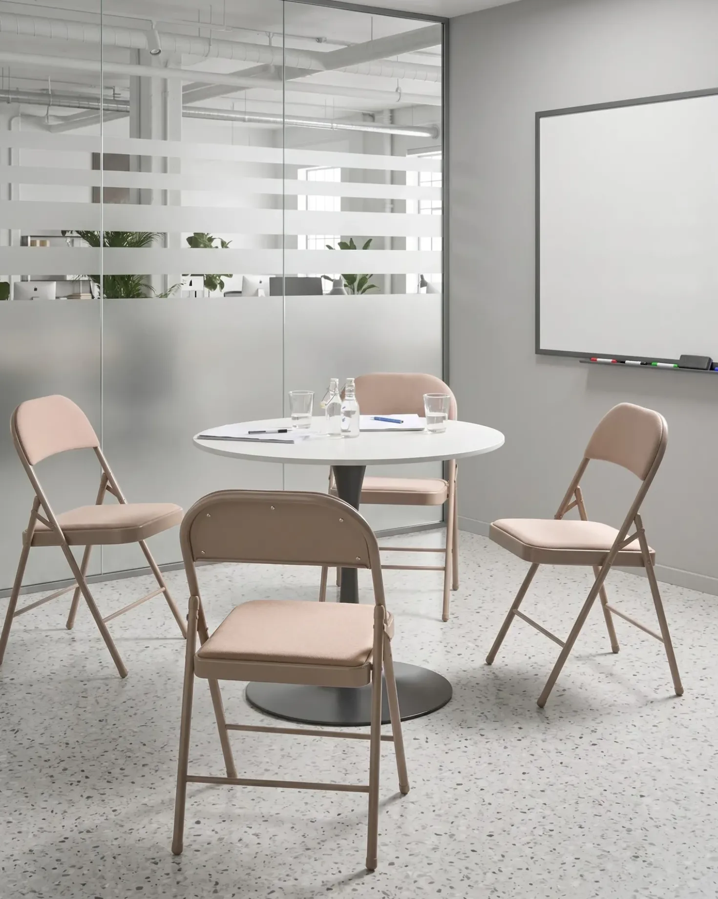 Set di 4 sedie pieghevoli SPARKS Metallo Beige