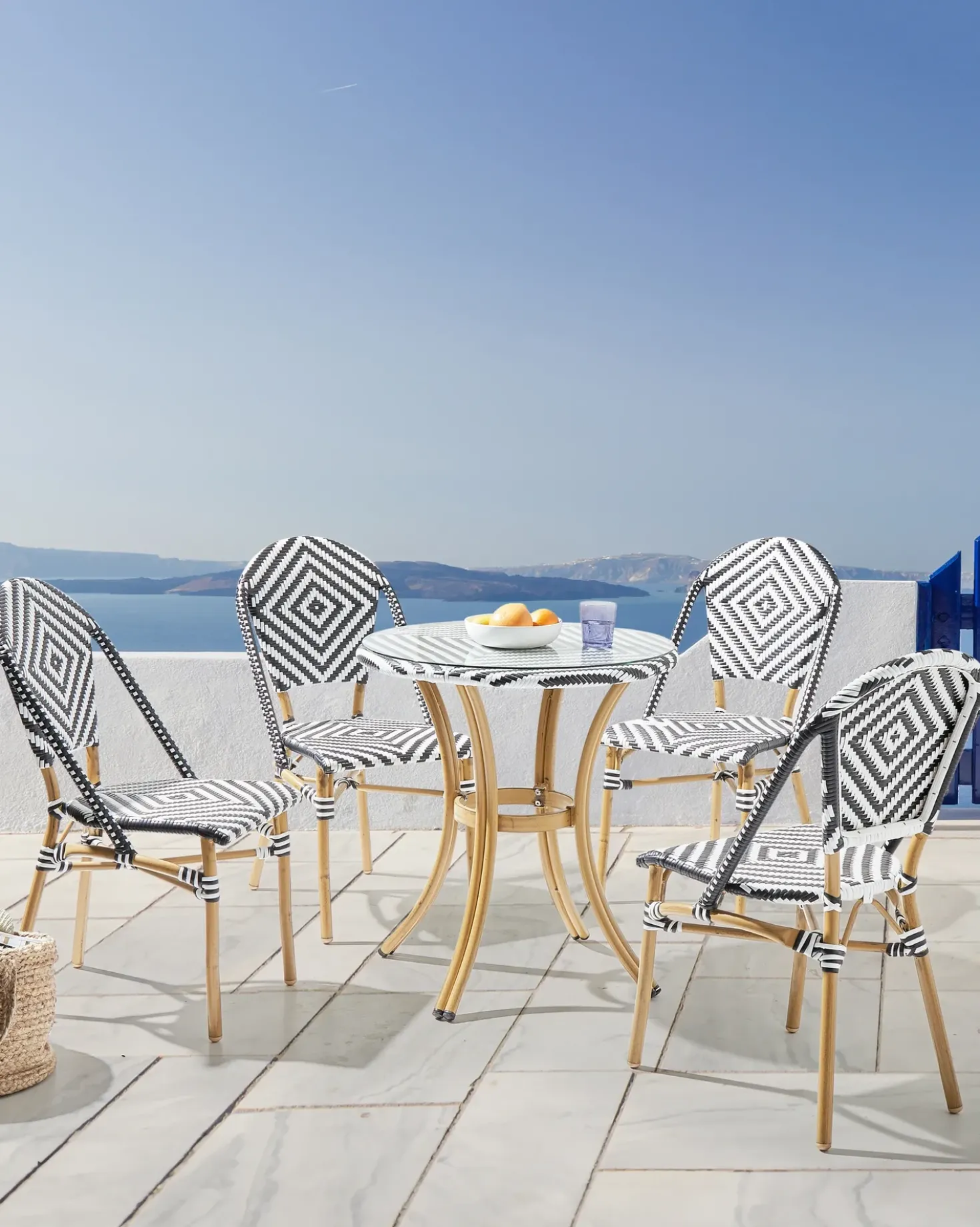 Set di 4 sedie RIFREDDO Rattan sintetico (PE) Nero/Bianco