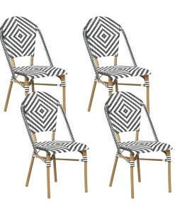 Set di 4 sedie RIFREDDO Rattan sintetico (PE) Nero/Bianco