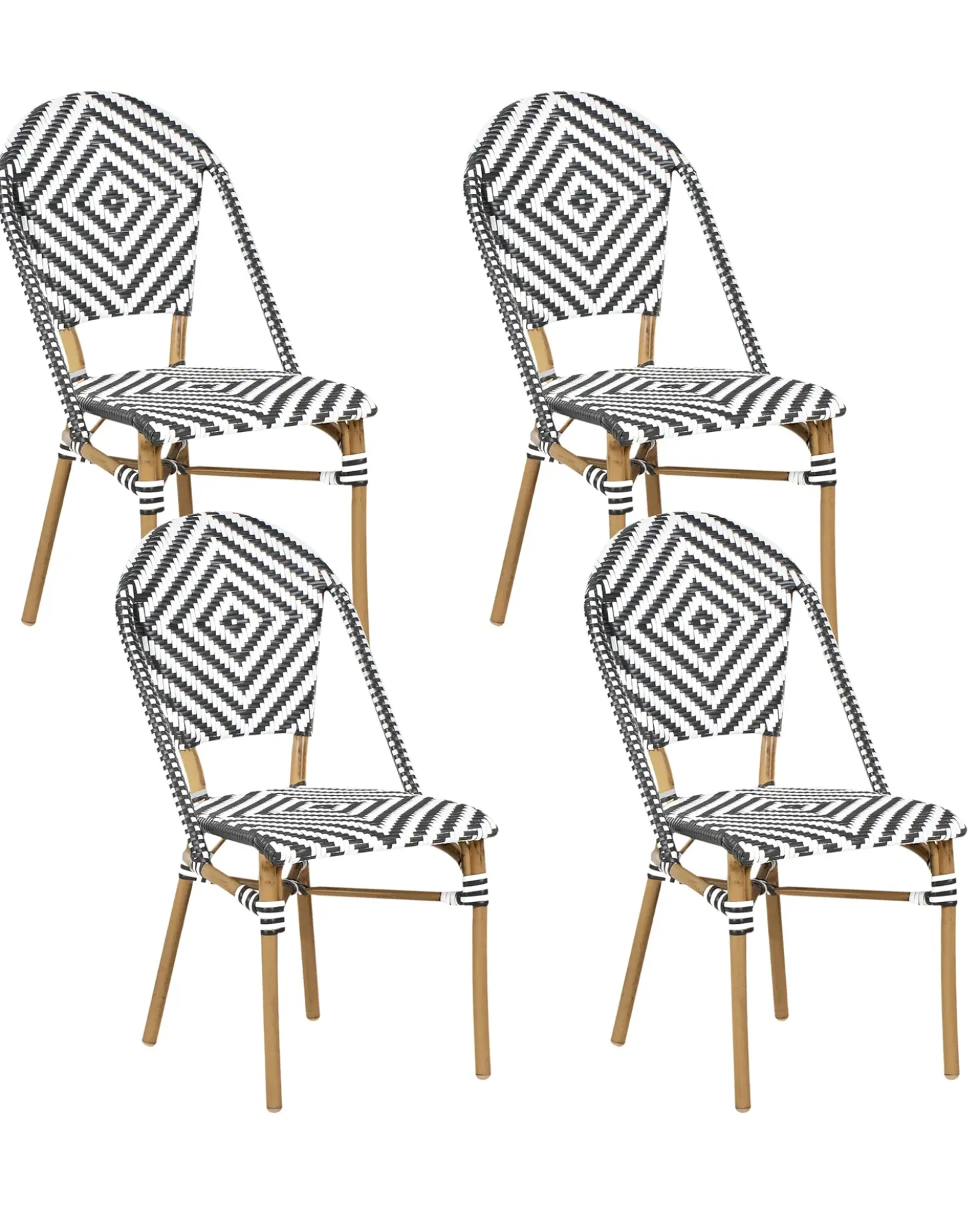 Set di 4 sedie RIFREDDO Rattan sintetico (PE) Nero/Bianco
