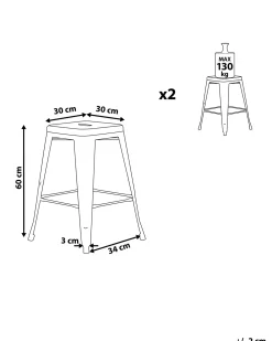 Set di 2 sgabelli da bar CABRILLO Metallo Bianco