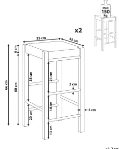 Set di 2 sgabelli da bar EMBRUN Legno Marrone chiaro