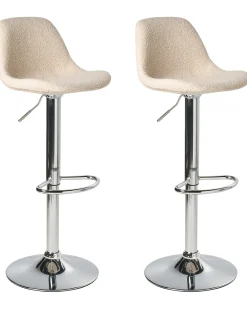 Set di 2 sgabelli da bar KAHLA Bouclé Beige chiaro