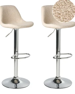 Set di 2 sgabelli da bar KAHLA Bouclé Beige chiaro