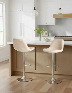 Set di 2 sgabelli da bar KAHLA Bouclé Beige chiaro