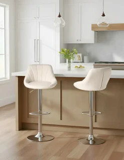 Set di 2 sgabelli da bar LUCCA Tessuto Beige chiaro