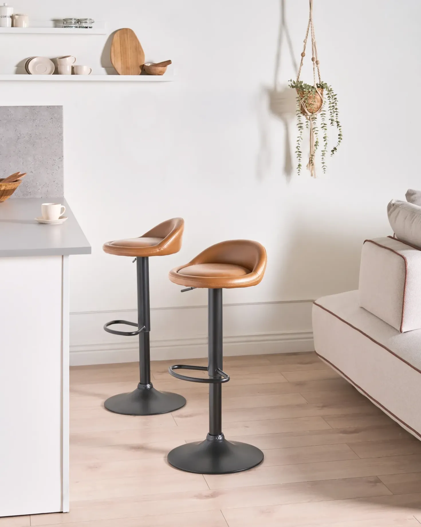 Set di 2 sgabelli da bar MEEDER Pelle sintetica Marrone