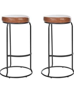 Set di 2 sgabelli da bar MILROY Pelle sintetica Marrone