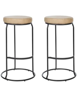 Set di 2 sgabelli da bar MILROY Pelle sintetica Beige