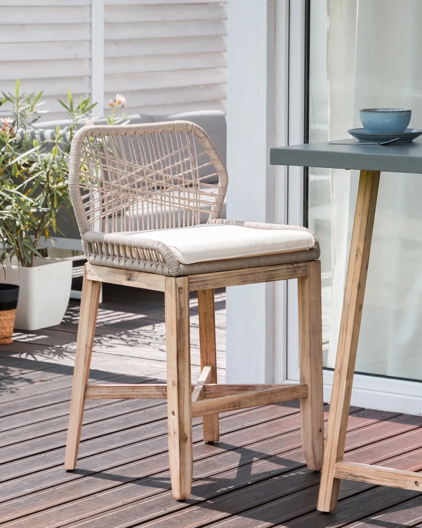 Set di 2 sgabelli da bar per giardino TALAMONE Legno d'acacia Beige