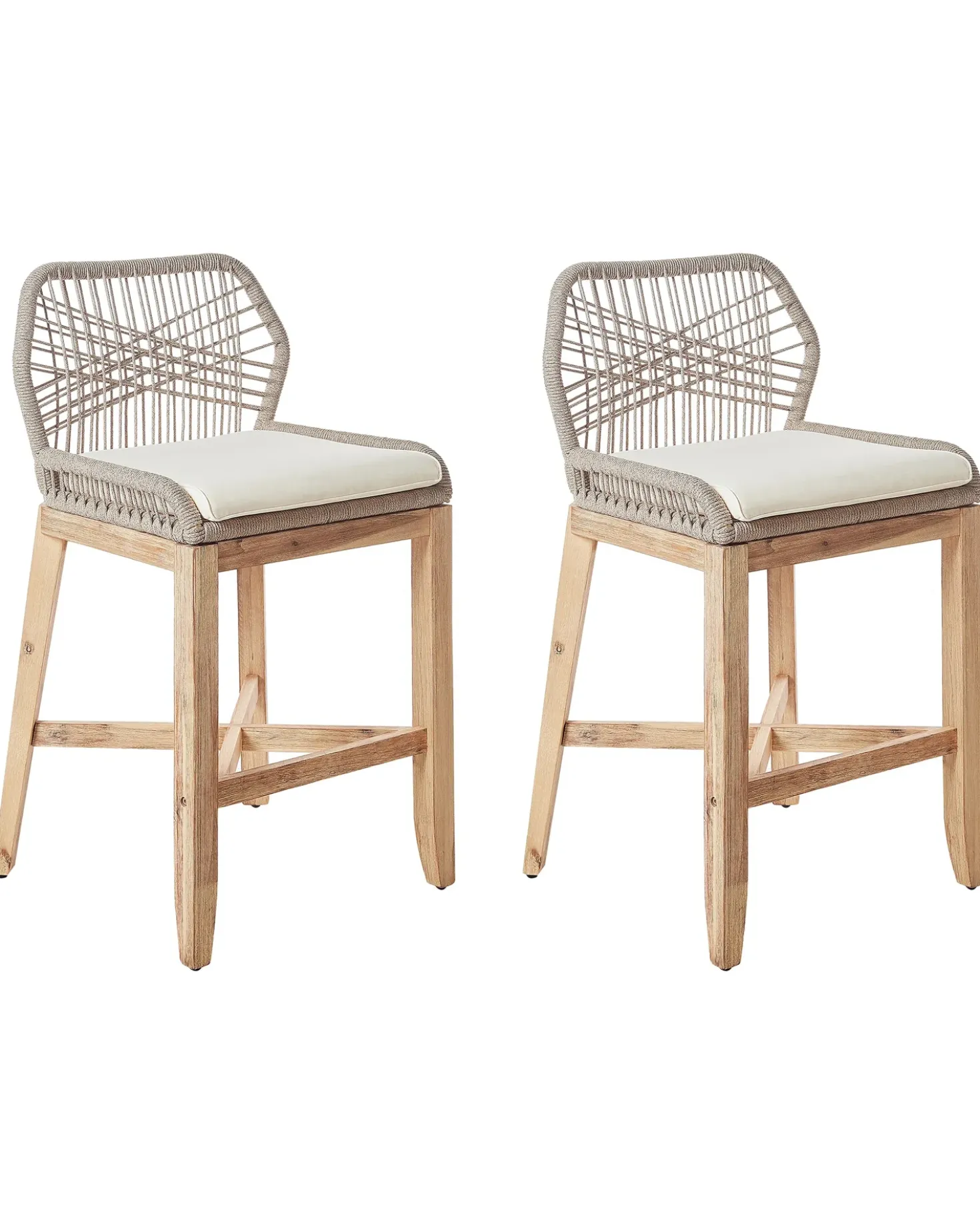 Set di 2 sgabelli da bar per giardino TALAMONE Legno d'acacia Beige