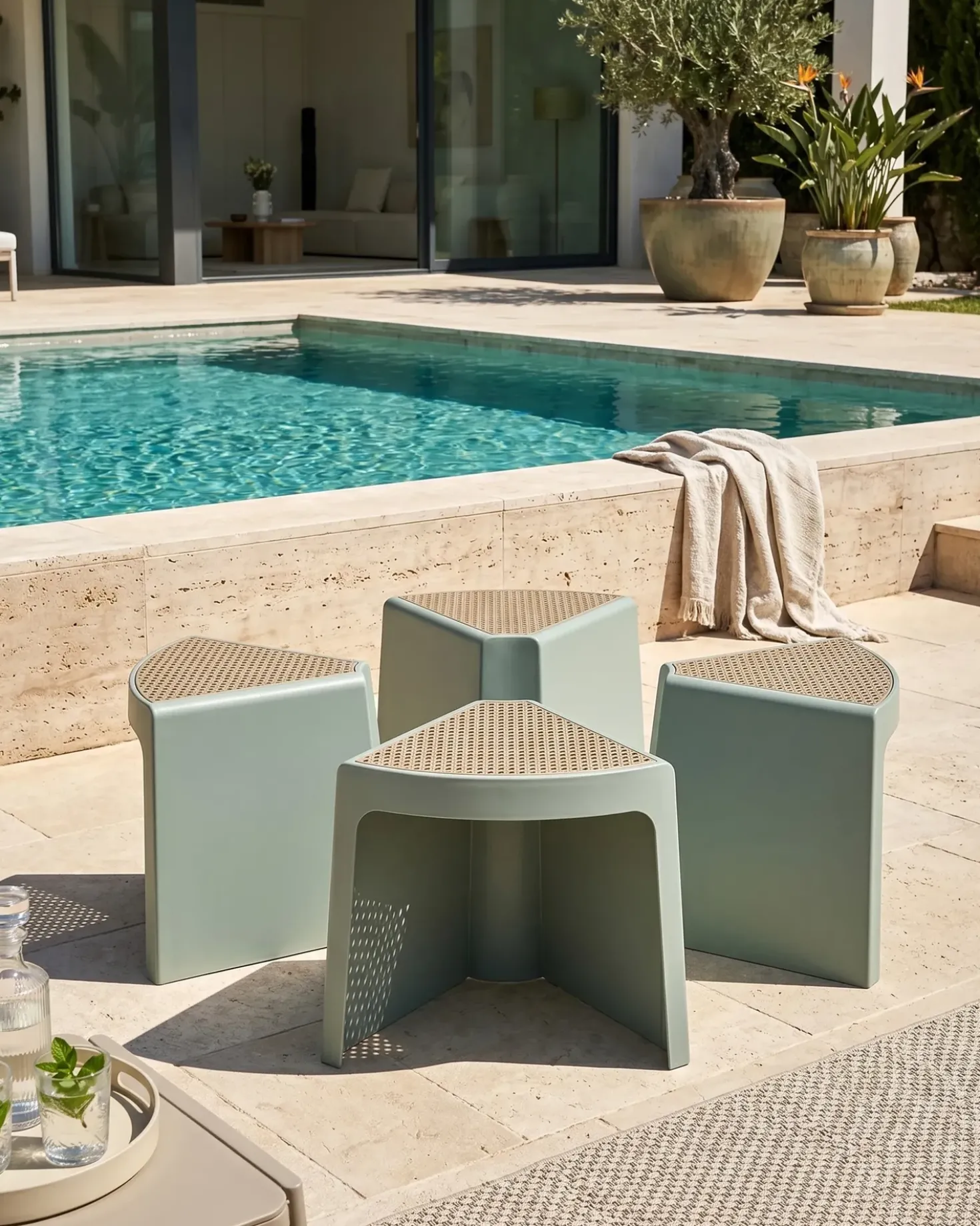 Set di 4 sgabelli da giardino EVROS Verde menta