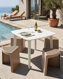 Set di 4 sgabelli da giardino EVROS Beige