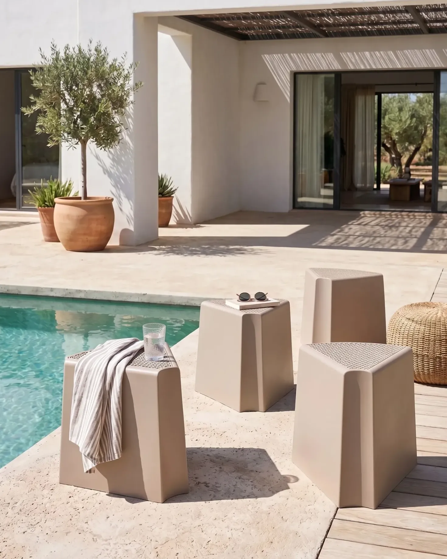 Set di 4 sgabelli da giardino EVROS Beige
