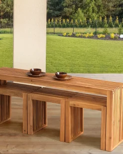 Set di 3 sgabelli da giardino BELLANO Legno d'acacia Marrone