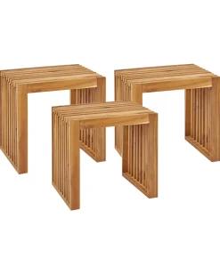 Set di 3 sgabelli da giardino BELLANO Legno d'acacia Marrone