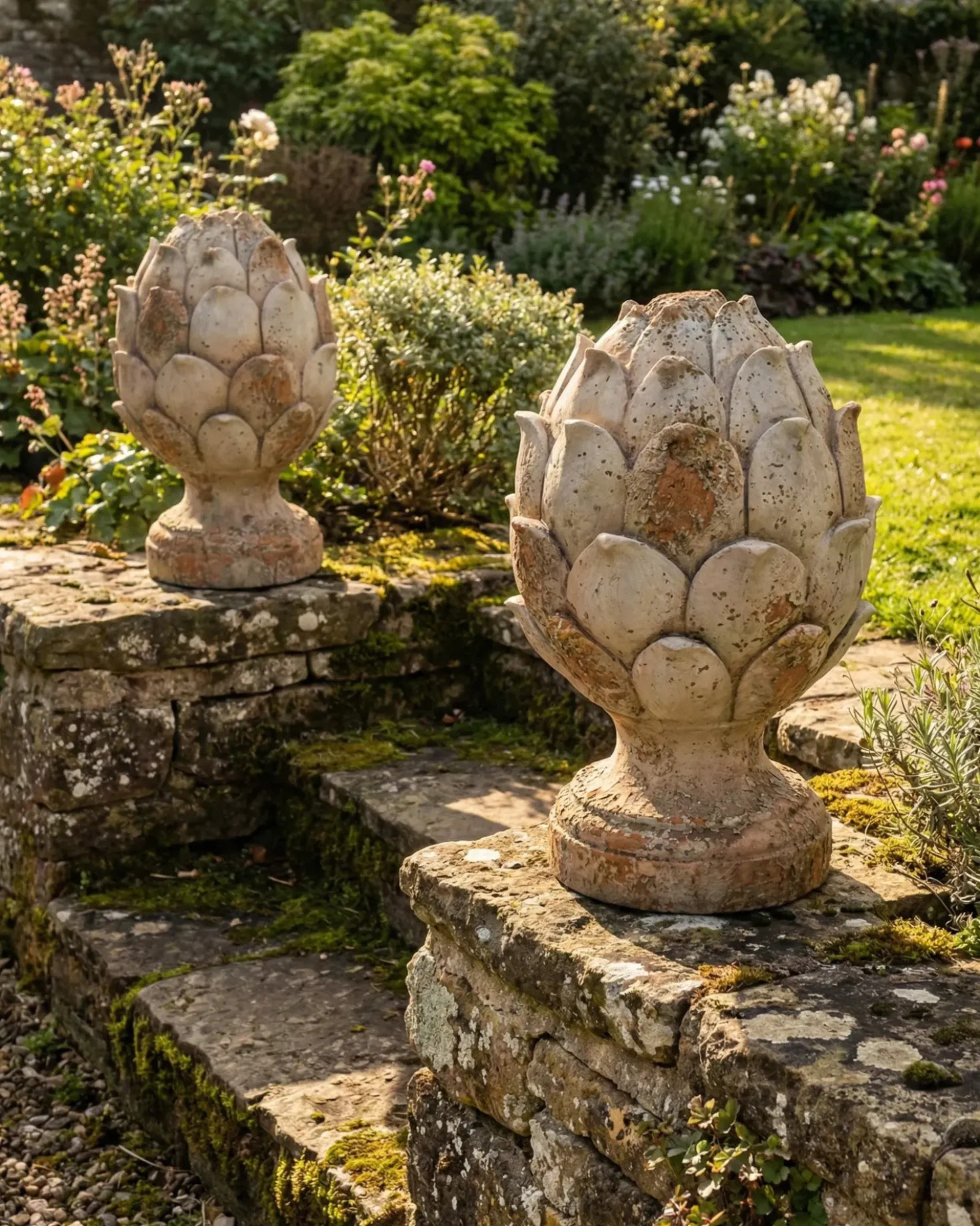 Set di 2 statue da giardino CORRINALDO Pigna Beige