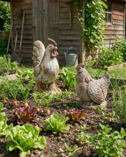 Set di 2 statue da giardino SPECCHIA Gallo Beige