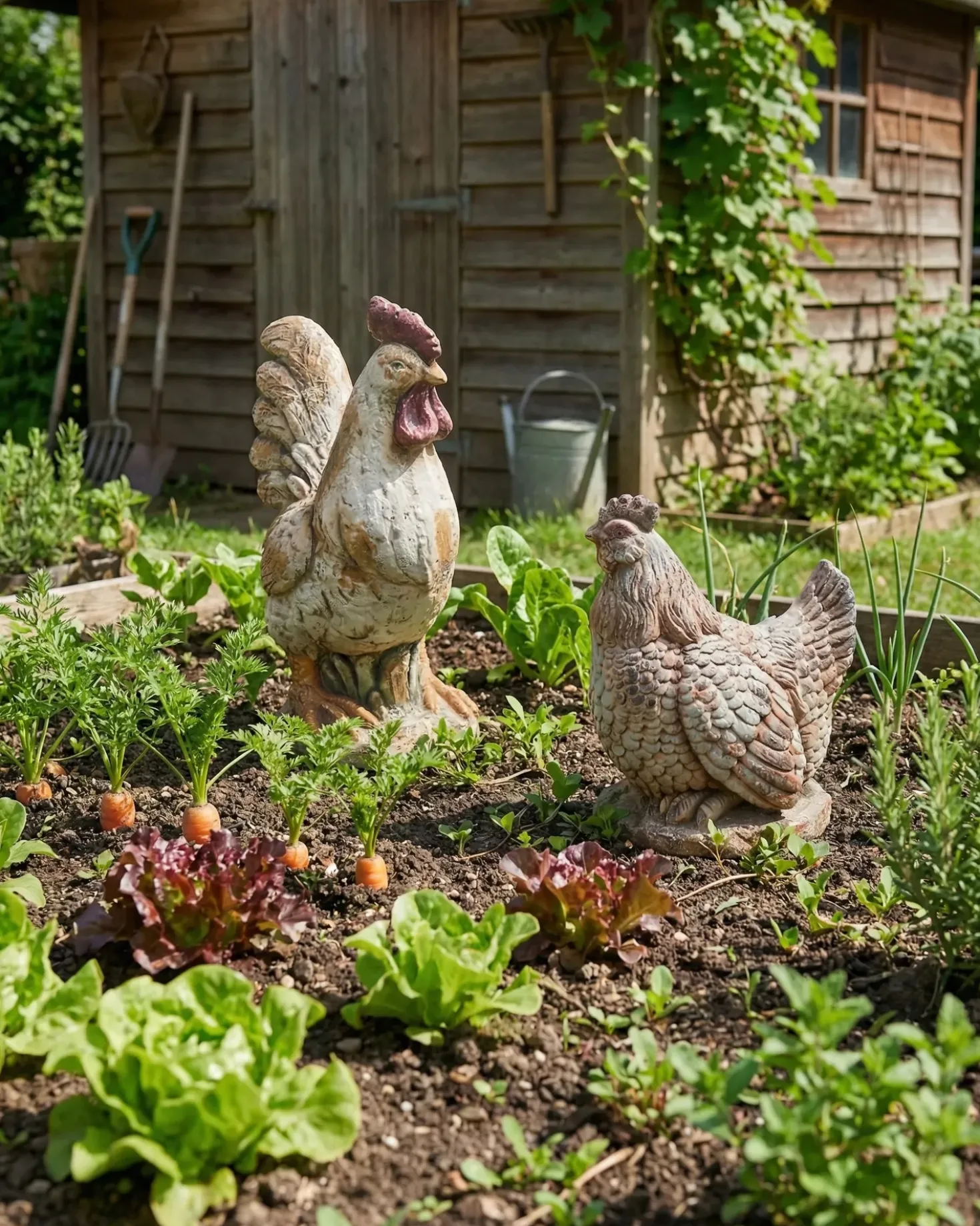 Set di 2 statue da giardino SPECCHIA Gallo Beige