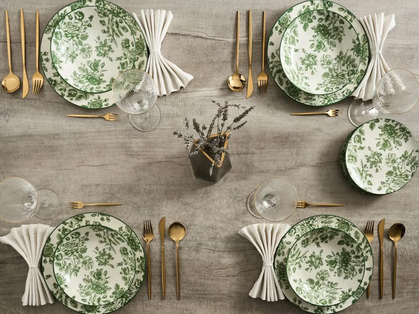 Set di 24 stoviglie BASIL Porcellana Verde