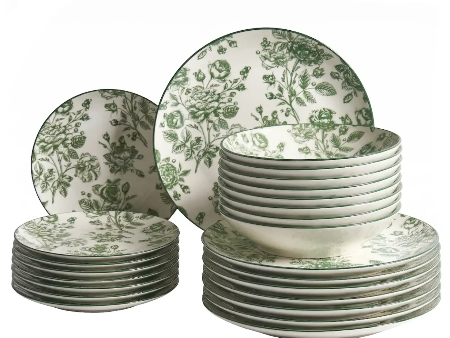 Set di 24 stoviglie BASIL Porcellana Verde