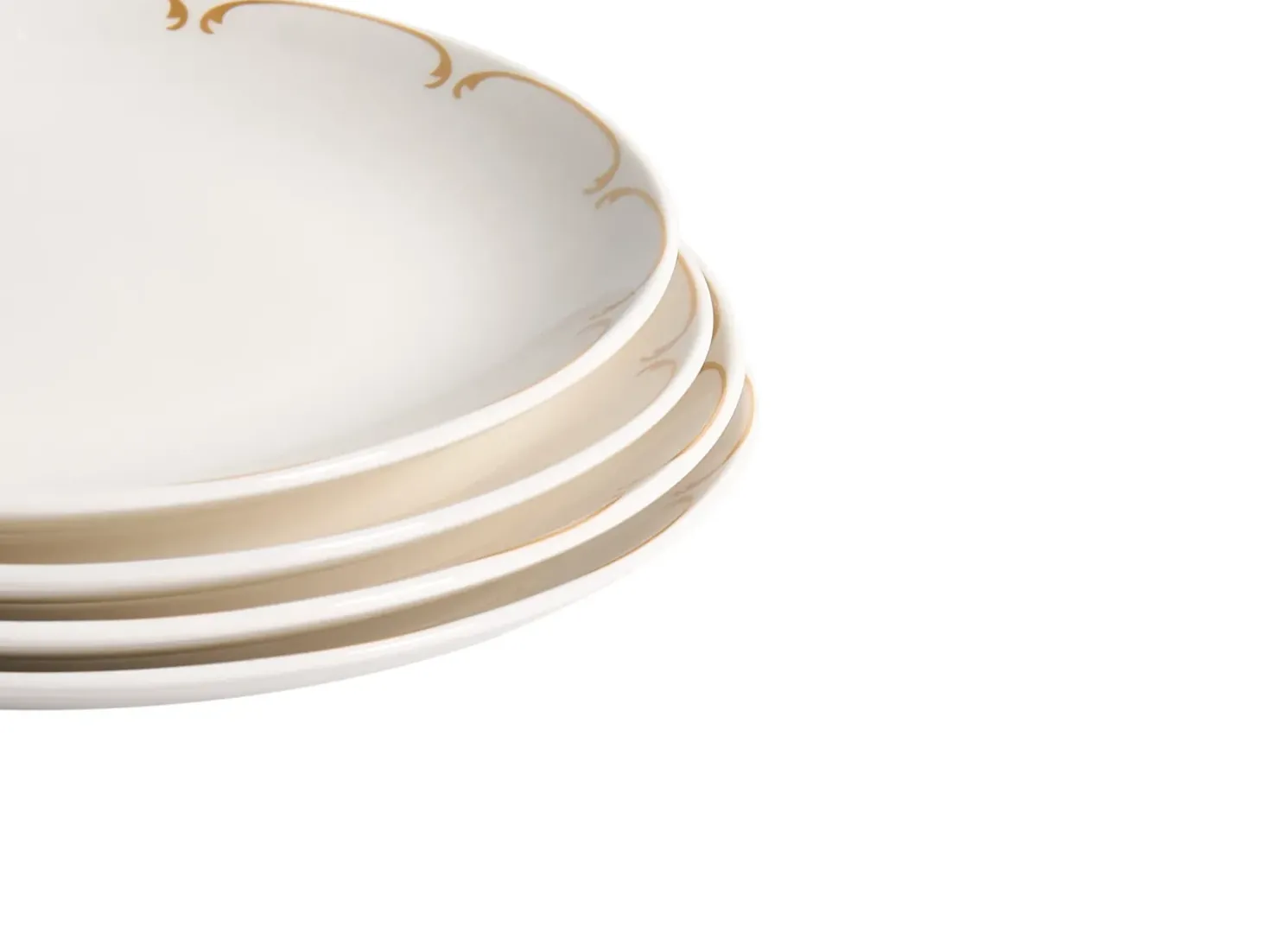 Set di 12 stoviglie CHAROLI Porcellana Bianco/Oro
