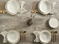 Set di 24 stoviglie CHAROLI Porcellana Bianco/Oro