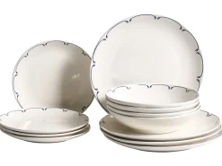 Set di 12 stoviglie CHAROLI Porcellana Bianco/Blu
