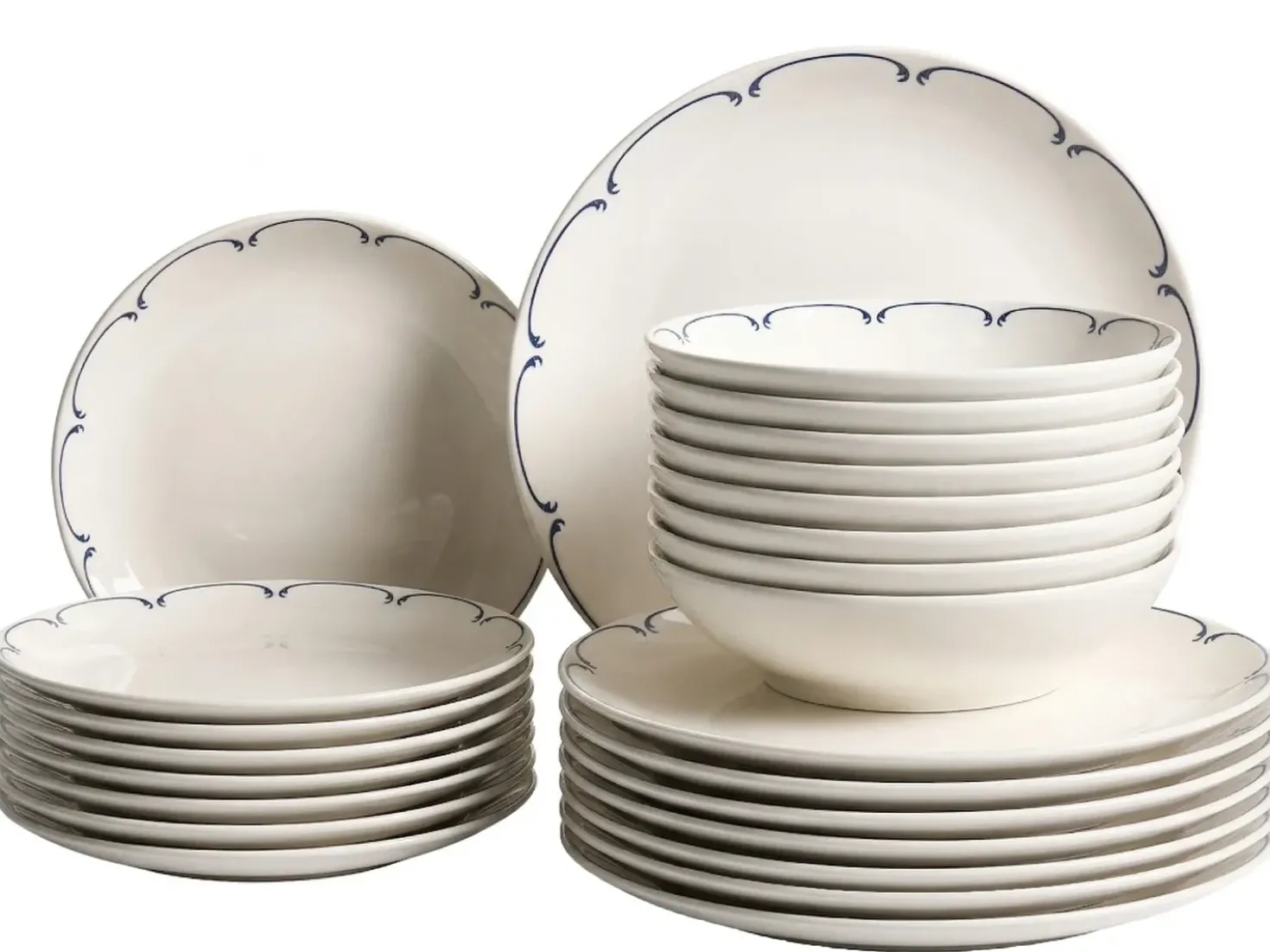 Set di 24 stoviglie CHAROLI Porcellana Bianco/Blu