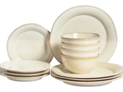 Set di 12 stoviglie CHERVIL Gres porcellanato Beige chiaro