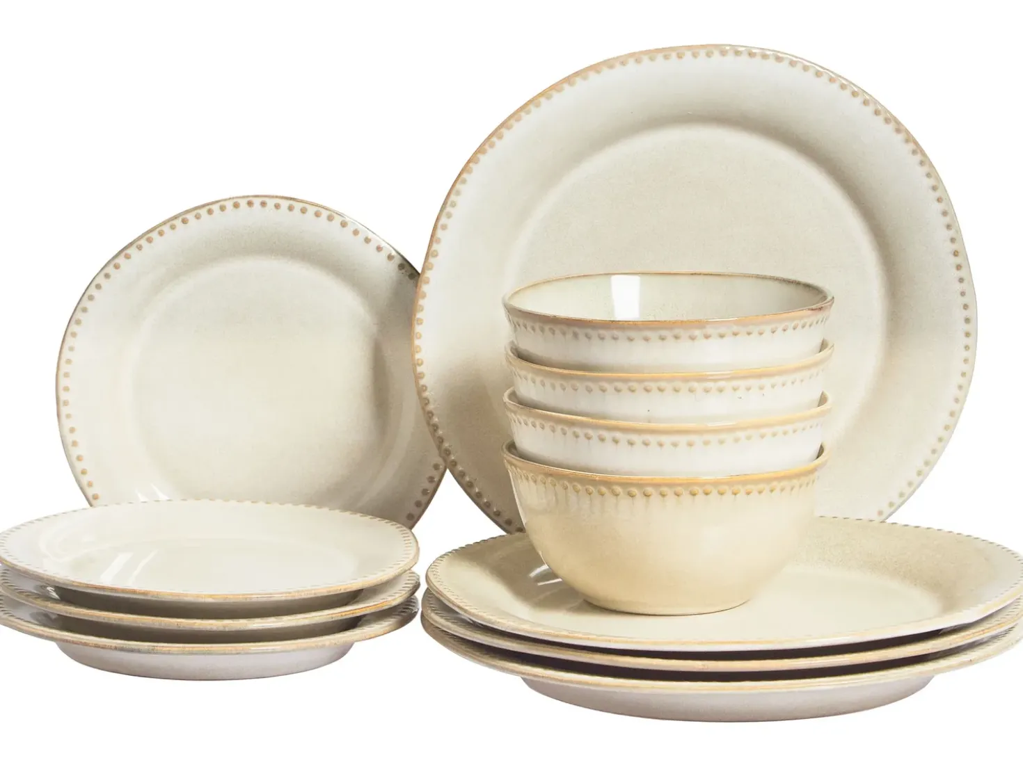 Set di 12 stoviglie CHERVIL Gres porcellanato Beige chiaro
