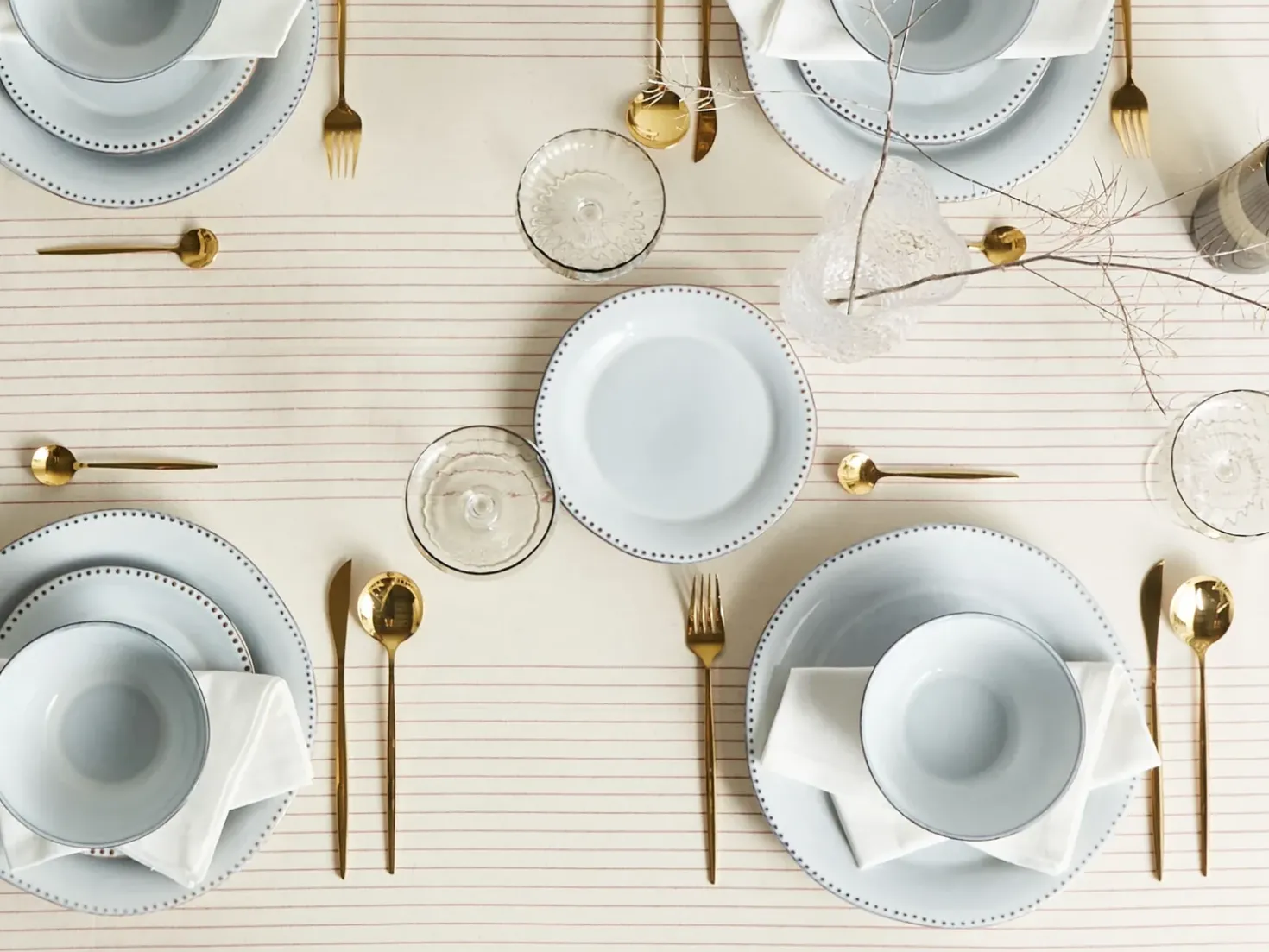Set di 12 stoviglie CHERVIL Gres porcellanato Azzurro