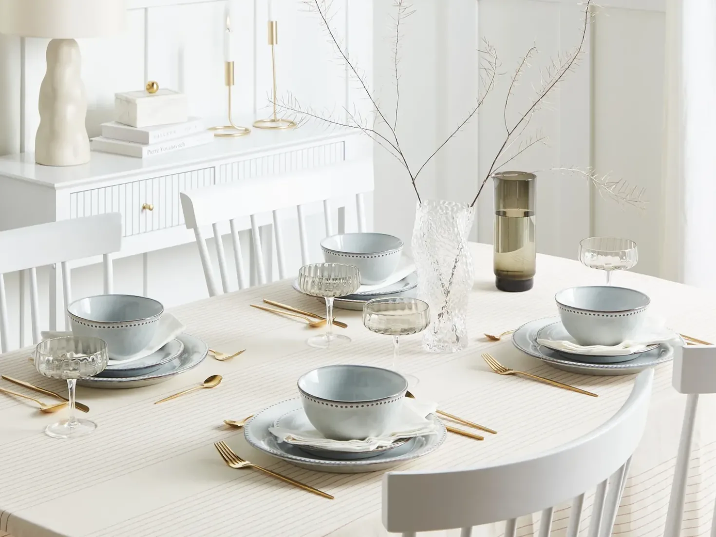 Set di 12 stoviglie CHERVIL Gres porcellanato Azzurro