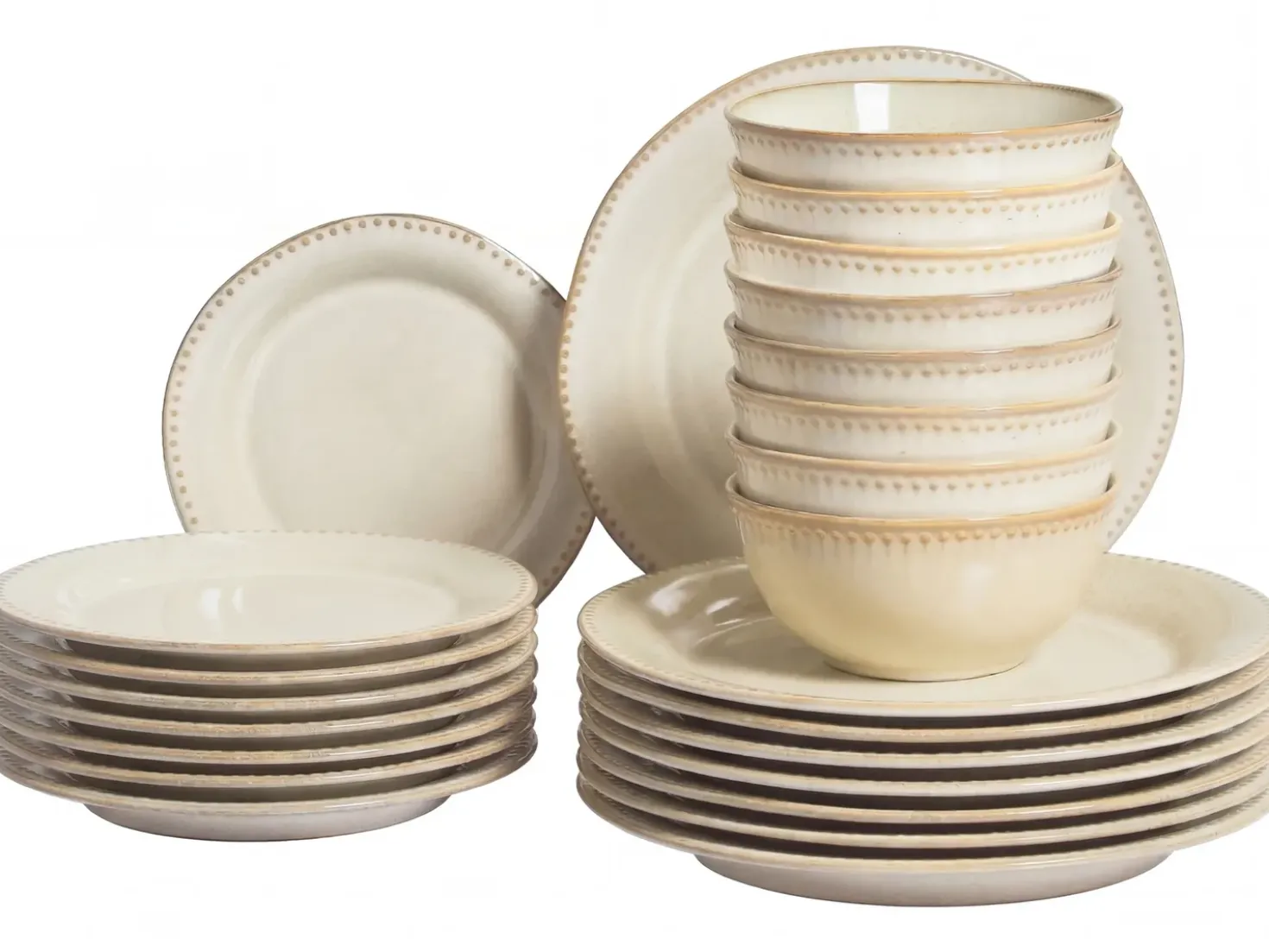 Set di 24 stoviglie CHERVIL Gres porcellanato Beige chiaro