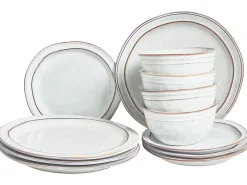 Set di 12 stoviglie CHIVES Gres porcellanato Grigio chiaro