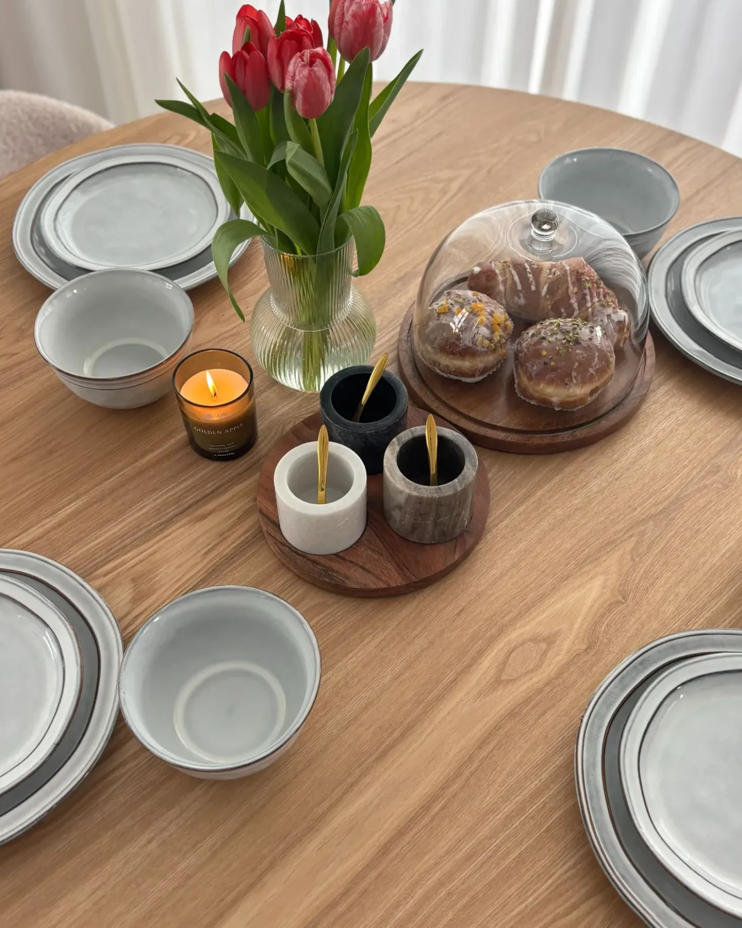 Set di 12 stoviglie CHIVES Gres porcellanato Grigio chiaro